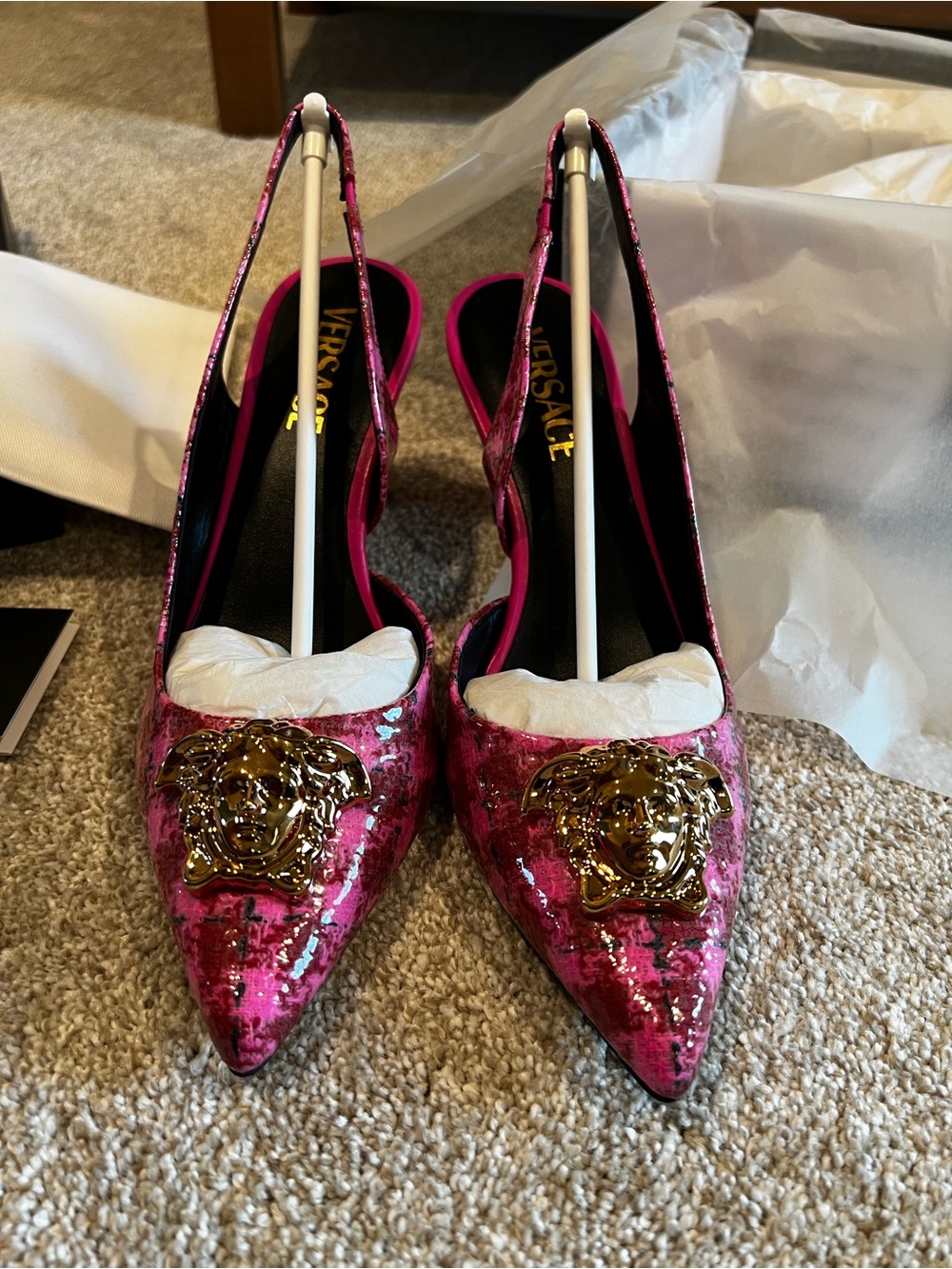 NWT Versace La Medusa Tweed Slingback Pumps